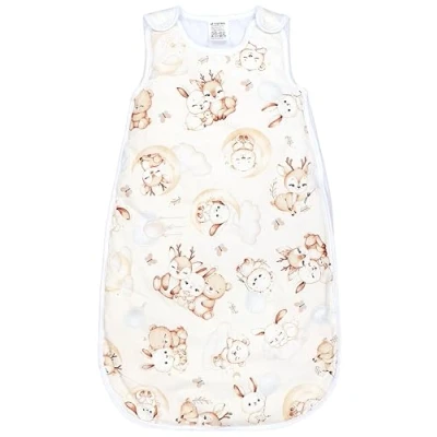 Abbildung von TupTam Schlafsack Baby 2.5 TOG OEKO TEX Ganzjahresschlafsack Kinder mit Seitlichem Reißverschluss, Ärmellos, Farbe: Beige Tiere auf Wolken/Beige, Größe: 80 86