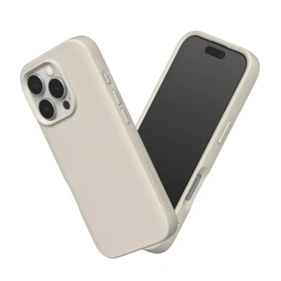 Abbildung von RhinoShield Case kompatibel mit [iPhone 16 Pro Max] SolidSuit Stoßdämpfende &amp; schlanke Schutzhülle Premium Finish 3.5 Meter Fallschutz Sandbeige
