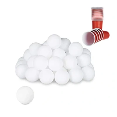 Abbildung von Relaxdays 10021524 Beer Pong Bälle, 48 St, Tischtennisbälle, Trinkspiel, Ping ohne Aufdruck, 38 mm, Kunststoff, weiß, 18 Jahre to 99