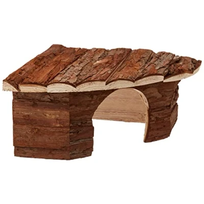 Abbildung von Croci Wood Eckhaus Haus für Nagetiere und Meerschweinchen, Eckunterstand aus Holz, Zubehör Hamster Mäuse, 42 x 15 30 cm