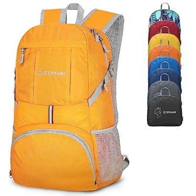 Abbildung von ZOMAKE 35L Leicht Faltbarer Rucksack Packbare Backpacks,Kleiner Rucksäcke Wanderrucksack Wasserdicht für Damen Herren Outdoor Wandern(Gelb)
