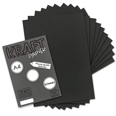 Abbildung von 50 Blatt Vintage Kraftpapier in Schwarz DIN A4 120g schwarzes Recycling Papier, komplett ökologischer Brief Bogen Briefpapier UmWelt by GUSTAV NEUSER