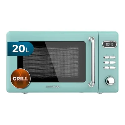 Abbildung von Cecotec Digitale Mikrowelle mit Grill Proclean 5110 Retro Green, 700 W in 5 Stufen, Timer bis 60 Minuten, 8 Programme und Auftaumodus, Vintage Design Grün