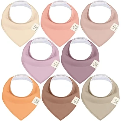 Abbildung von 8 Stück Dreieckstuch Baby Junge, Mädchen Unisex Bandana Lätzchen Baby, Super Absorbierende Halstuch Bio Baumwolle Lätzchen, Halstücher für Säuglinge, Sabberlätzchen (Mauve)