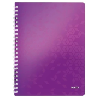 Abbildung von Leitz WOW Collegeblock A4 kariert, 160 Seiten, 80 Blatt FSC zertifiziertes Papier g/m², Doppelspiralbindung, PP Einband, Notizbuch mit Sichthülle und Lineal, Für Büro oder Schule, Violett, 46380062
