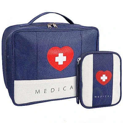 Abbildung von Romon 2 Stück Medikamententasche, Reiseapotheke Tasche Wasserdicht,Tragbar Medizin Aufbewahrungstasche für Home Office Reisen Outdoor (Blau)