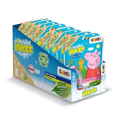 Abbildung von INKEE SURPRISE 8er Set Peppa Pig Badekugeln Kinder mit Überraschung, Wutz Spielzeug für die Badewanne, Erdbeer Duft &amp; Schaumstoff Effekt