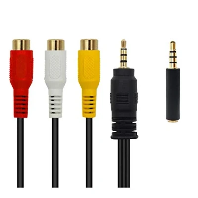 Abbildung von 3,5 mm bis 3 RCA Audiokabel, vergoldeter Stecker mit geschirmten Audio und Video AV Hilfskabel, TV Anschluss / MP3 PC andere Geräte 20cm(3RCA weiblich)