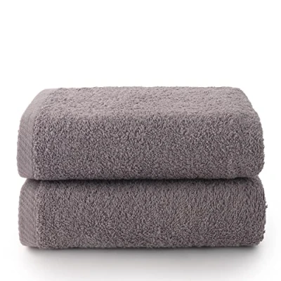 Abbildung von Top Towel Plus Große Badetücher Badezimmerhandtücher 2 Hand oder Waschbeckenhandtücher 50x100 cm 100% Baumwolle Grau