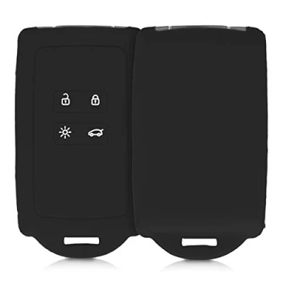 Abbildung von kwmobile Autoschlüssel Hülle kompatibel mit Renault 4 Tasten Smartkey (nur Keyless Go) Silikon Schutzhülle Schlüsselhülle Cover in Schwarz