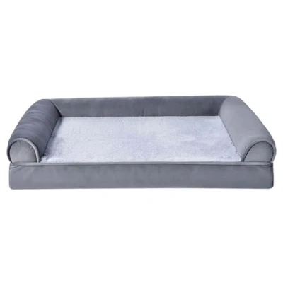 Abbildung von Amazon Basics Couchbett aus Schaumstoff für Hunde und Haustiere mit abnehmbarem Bezug, Grau, 76 x 51 16 cm (L W H)
