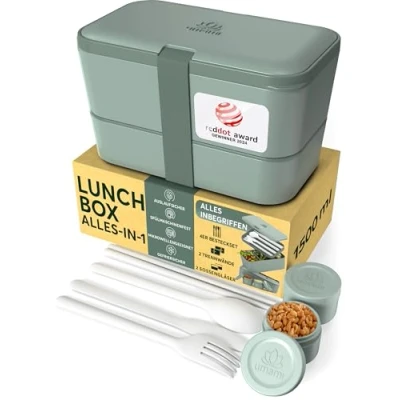 Abbildung von Umami Bento Lunchbox verschachtelbar 1500 ml All in One, Box Erwachsene, Mahlzeit Prep Container für Männer