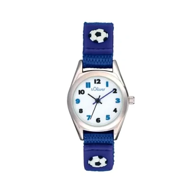 Abbildung von s.Oliver Armbanduhr Jungen Quarzuhr analog, mit Nylon Armband, Silber, 3 bar wasserfest, Kommt in Uhren Geschenk Box, 2036766
