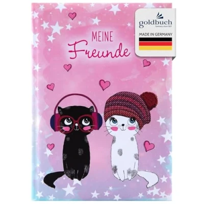 Abbildung von goldbuch Freundebuch Music for Cats DIN A5, Freundschaftsbuch zum Ausfüllen für Freunde, Grundschule, Schule, Kindergarten, Kita, 88 illustrierte Seiten, Einband mit Kunstdruck, laminiert, Papier