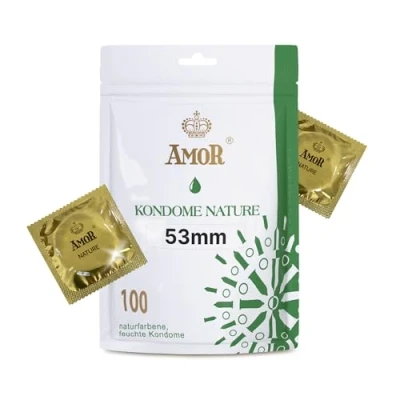 Abbildung von AMOR NATURE 53mm Kondome 100er Pack I Premium Kondom naturfarben gefühlsecht hauchzart 0,07 mm Wandstärke vegan Condoms for men