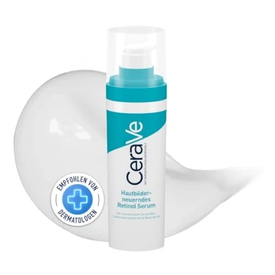 Abbildung von CeraVe Hautbilderneuerndes Retinol Serum, Zuverlässige Pflege bei unreiner und zu Akne neigender Haut, Aufhellender Effekt durch Süßholzwurzelextrakt, Mit 3 essenziellen Ceramiden, 30 ml