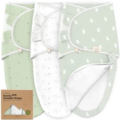 Abbildung von 3 Pack Pucksack Baby 0 monate Bio Baumwolle Pucktuch Baby,Ergonomische Schlafsack Neugeboren,Pucksack Reißverschluss,Leicht zu wechselnde Babyschlafsack,Neugeborene Wickeltuch (Bunnies)