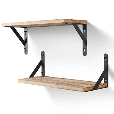 Abbildung von AGM Wandregal Holz, Regal Wand 2er Set, Dekorativ Regale für Wände, Tiefe 15cm, Länge 42.5cm Wandboard Wohnzimmer, Schlafzimmer, Badezimmer, Küche, Büro