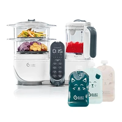 Abbildung von Babymoov Set On the Moov Nutribaby(+) White &amp; 15 wiederverwendbare Quetschbeutel 150ml