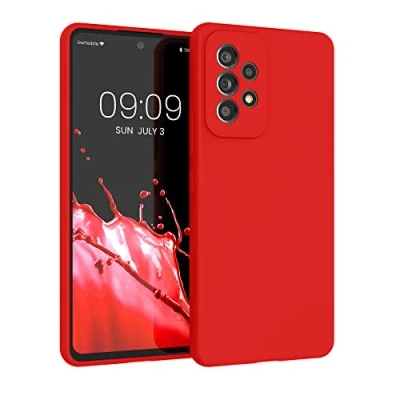 Abbildung von kwmobile Hülle kompatibel mit Samsung Galaxy A53 5G Silikon Handy Case Handyhülle weiche Oberfläche kabelloses Laden Klassisch Rot