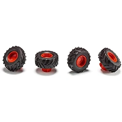 Abbildung von SIKU 6715 Zusatzräder Für Claas Xerion, 1:32, CONTROL Xerion 6791 und 6794 Spielzeug Traktoren, Ideal als Zwillingsbereifung, Gummierte Reifen, Schwarz/Rot