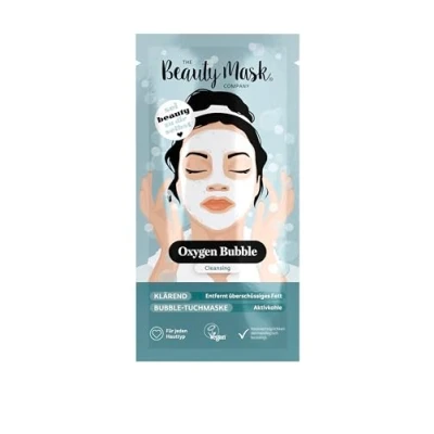 Abbildung von The Beauty Mask Company Oxygen Bubble Mask, 1 Sachet, Reinigungs Tuchmaske mit Aktivkohle, Hautpflegeprodukt für jeden Hauttyp, vegane Tiefenreinigung