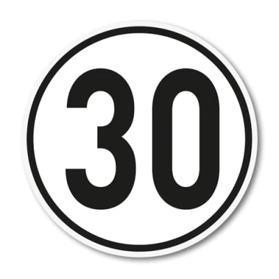 Abbildung von 30 km/h Aufkleber I Größe Ø 10 cm Geschwindigkeitsaufkleber kfz537