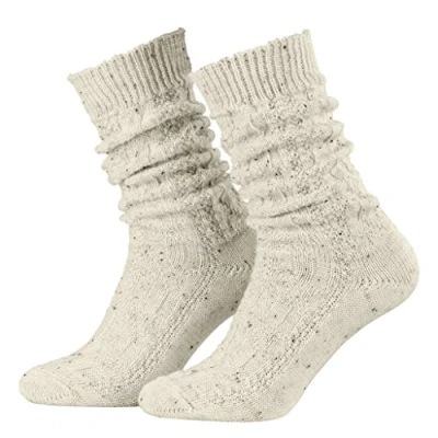 Abbildung von Piarini 47 48 1 Paar kurze Trachtensocken Trachtenstrümpfe Schoppersocke mit Zopfmuster Herren Wolle Beigemeliert Beige