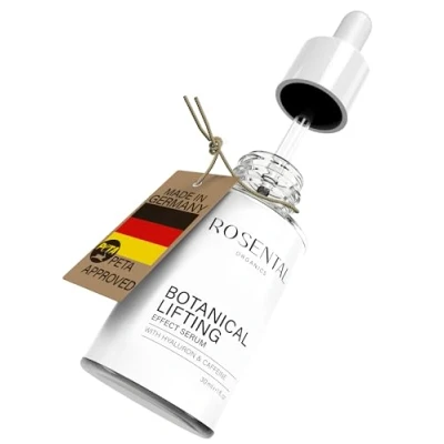 Abbildung von ROSENTAL ORGANICS Natural Botanical Lifting Effect Serum mit Hyaluron und Koffein Anti Falten Gesichtspflege Hyaluronsäure Gesichtsserum Feuchtigkeitsserum Aging Naturkosmetik (30ml)