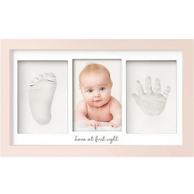 Abbildung von Baby Handabdruck und Fußabdruck Set Gipsabdruck Hand Fuß für Neugeborene Bilderrahmen ​ Dusche Abdruckset (Petal Pink)
