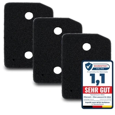 Abbildung von 3er Set Filter passend für Miele T1 9164761 Trockner Wärmepumpentrockner Fein Grob 207 x 157 30mm Schwammfilter Filtermatte Kondenstrockner Fusselfilter Schaumstoff Schaumfilter Sponge
