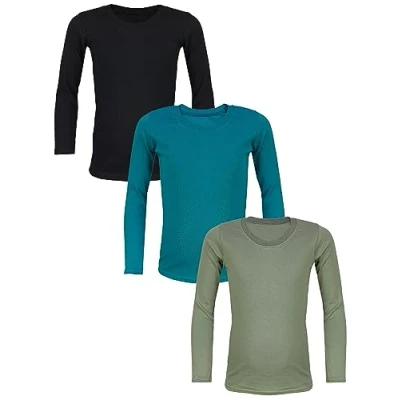 Abbildung von TupTam Langarmshirt Kinder 3er Pack Unterhemden Jungen &amp; Mädchen, 100% Baumwolle, Unisex, Farbe: Farbenmix 3, Größe: 146