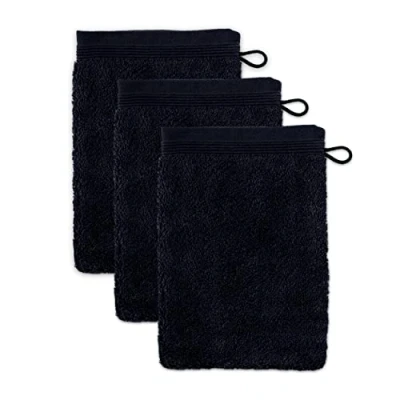 Abbildung von Möve Superwuschel Waschhandschuh 15 x 20 cm aus 100% Baumwolle, Black 3er Set