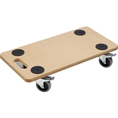 Abbildung von Metafranc Transportroller 590 x 290 mm 200 kg Tragkraft MDF Platte TPE Räder / Möbelroller mit Bremse Transporthilfe für Umzug Rollwagen Möbel Transport Kistenroller aus Holz 821390