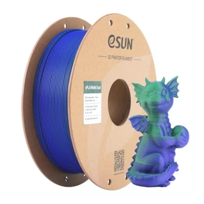 Abbildung von eSUN Matte Dual Colour Filament, PLA Filament 1.75mm, glanzfreie Farbe, gefrostete Textur, 1KG Spule (2.2 LBS) 3D Druck für Drucker, Grün Blau