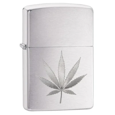 Abbildung von Briquet Zippo Chrome Brush Leaf avec gravure gratuite Feuerzeuge