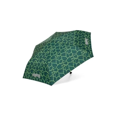 Abbildung von ergobag Regenschirm Kinderschirm für die Schultasche, ultraleicht und klein mit Tasche, reflektierend windfest BärRex Grün