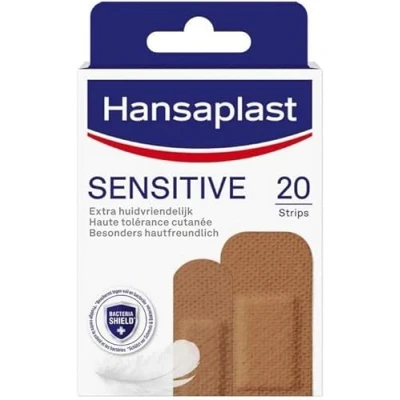 Abbildung von Hansaplast Sensitive Hautton Pflaster medium (20 Strips), hautfreundliche und hypoallergene Wundpflaster mit Bacteria Shield &amp; sicherer Klebkraft, schmerzlos zu entfernende