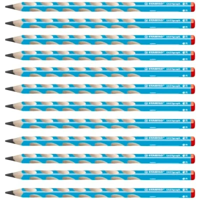 Abbildung von Ergonomischer Dreikant Bleistift für Rechtshänder STABILO EASYgraph in blau 12er Pack Härtegrad HB