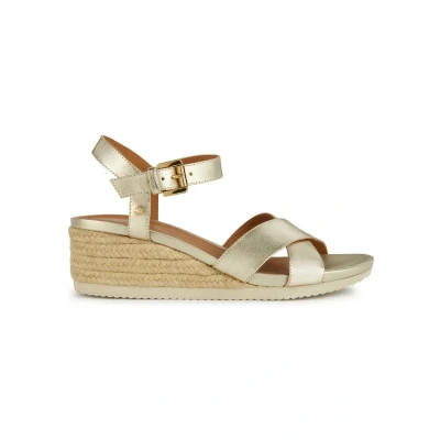 Abbildung von Geox D Ischia Corda Keilsandalette, Damen, Größe: 36, Light gold Schuhe