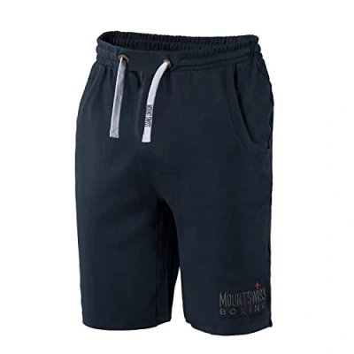 Abbildung von Mount Swiss Herren Shorts 6XL Dunkelblau 100% Baumwolle große Größen Kurze Freizeithose Sporthose elastischer Bund Taschen atmungsaktiv bequem Sommerhose Übergröße