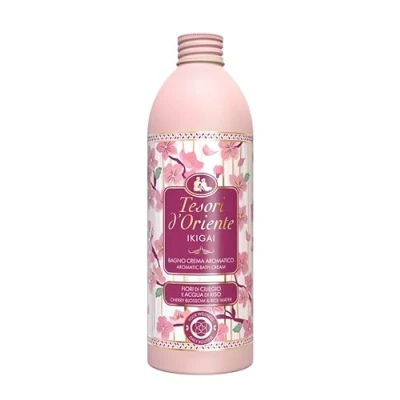 Abbildung von Tesori d&#039;Oriente Ikigai Cremebad mit blumigen Noten, Schaumbad Kirschblüten und Reiswasser, verleiht der Haut ein reines Wohlbefinden, 500 ml