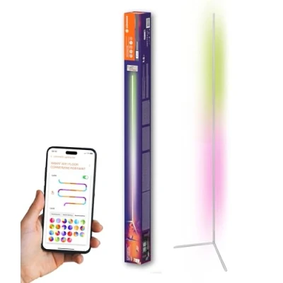 Abbildung von LEDVANCE SMART+ WIFI LED Eck Stehleuchte, 200cm, weiß, 20W, 1710lm, regulierbares Weiß &amp; Farblicht, dimmbar, DIY Musikrhythmusfunktion, lange Lebensdauer, App steuerbar, 2700 6500K