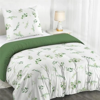 Abbildung von Dreamzie Bettwäsche Set 135x200 cm mit 1 Kissenbezügen 80x80 Botanic Motiv Salbeigrün Einzelbett aus 100% Mikrofaser Zertifiziert ohne Chemikalien (Oeko TEX)
