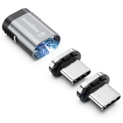 Abbildung von Magtame 240W magnetischer USB C Adapter 40Gbps, 1Pack gerade Typ mit 2 Tipps, 24Pin schnelle Ladung Datenübertragung 4K 60Hz für 3/4 MacOS Pro/Air Laptop Tablet und Geräte