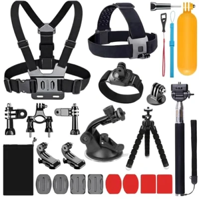 Abbildung von YHTSPORT 20 in 1 Action Kamera Zubehör für GoPro Hero 13 12 11 10 9 8 Max 7 6 5 4 Schwarz 2018 Session Fusion Silver White Insta360 DJI SJCAM APEMAN AKASO und andere Kameras