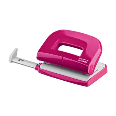 Abbildung von Novus E 210 fresh Locher (10 Blatt Lochleistung, mit Anschlagschiene, für Haushalt und Heimbüro) pink glänzend