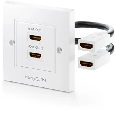 Abbildung von deleyCON HDMI Dose Wanddose 2x Port Unterputz Montage 3D FULL HD HDTV 4K 2160p
