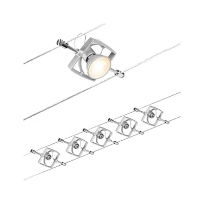 Abbildung von Paulmann 94430 CorDuo Seilsytem Set Mac II DC max. 5x10 Watt erweiterbar Chrom matt Drahtseil Kunststoff GU5,3 Drahtseilsystem ohne Leuchtmittel