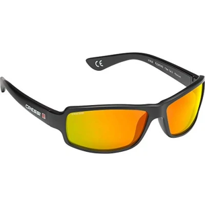 Abbildung von Cressi Unisex Sonnenbrille Polarized, Schwarz/Verspiegelt Linsen Orange, Einheitsgröße